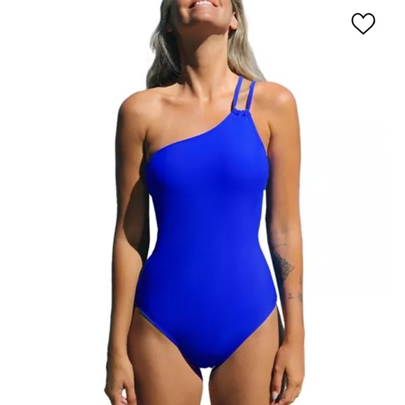 Cupshe One Shoulder Neckline, Lace Up Back Design, Tummy Control One Piece Swim - Picture 3 of 15